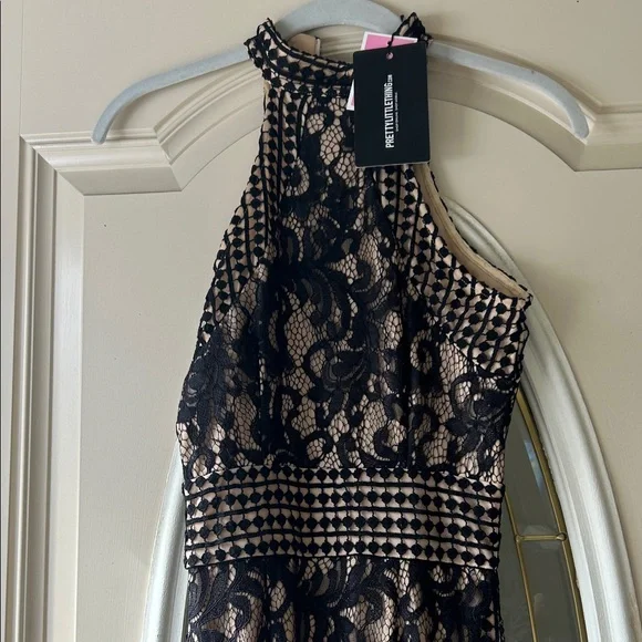 PrettyLittleThing Black and Gold Lace Dress - Picture 6 of 6